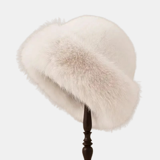 Chapeau en Fourrure Uni à Silhouette Ronde Hat Electro Paris Blanc