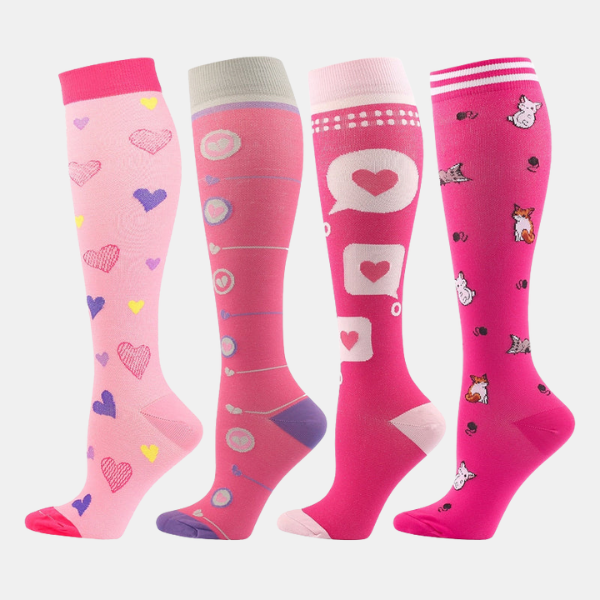 Chaussettes Compression Fun – Pack de 4 Paires Electro Paris Ensemble de design rose S