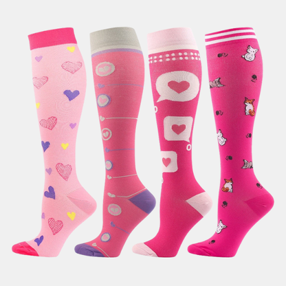 Chaussettes Compression Fun – Pack de 4 Paires Electro Paris Ensemble de design rose S