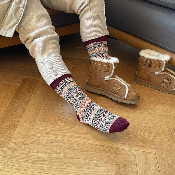 Chaussettes Nordiques Chaudes à Motifs Traditionnels