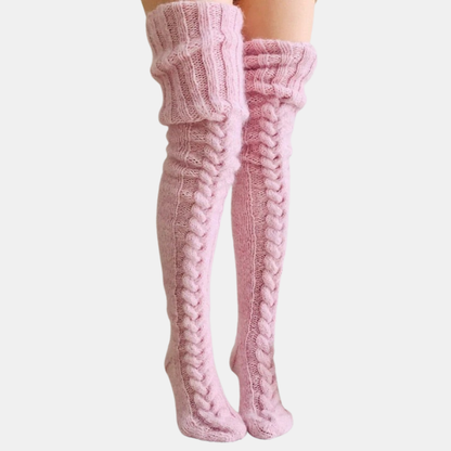 Chaussettes hautes en laine thermiques – Style Windy Spodnie d Electro Paris Rose Length: 75 cm