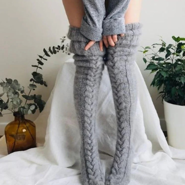 Chaussettes hautes en laine thermiques – Style Windy Spodnie d Electro Paris Gris Length: 75 cm