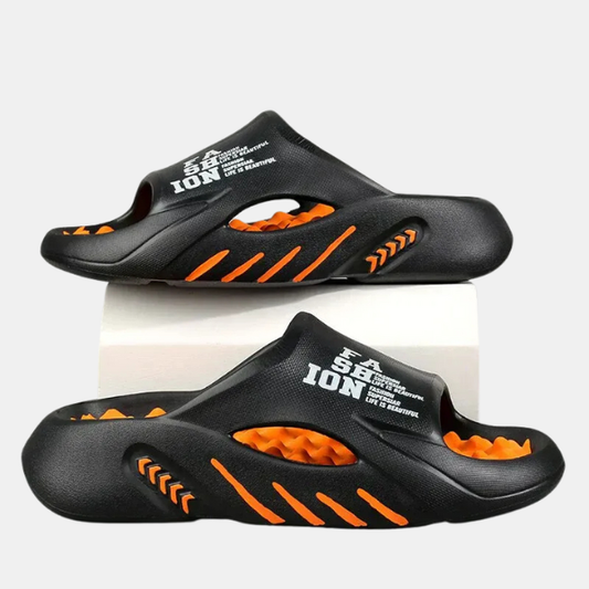 Chaussons Confort Pieds & Soulagement Douleur * Orthopedische Massageslippers | Pijnverlichting | Ondersteuning van de Boog Electro Paris Noir Orange 3