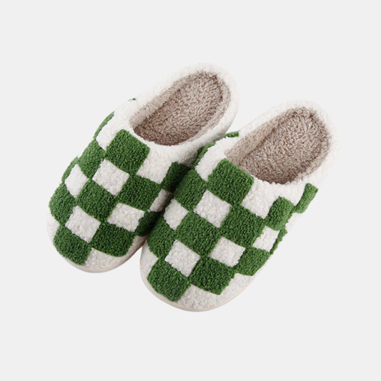 Chaussons Douillets – Confort et Style Damier Unisex Slippers Electro Paris Vert 37-38