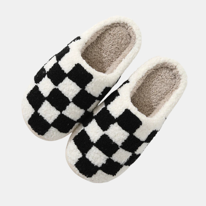 Chaussons Douillets – Confort et Style Damier Unisex Slippers Electro Paris Noir 37-38