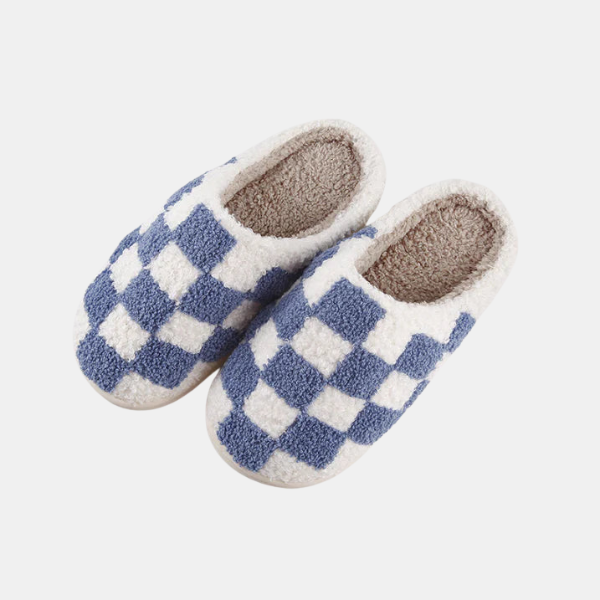 Chaussons Douillets – Confort et Style Damier Unisex Slippers Electro Paris Bleu 37-38