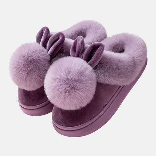 Chaussons Enfants en Peluche avec Oreilles de Lapin Slippers Electro Paris Violet Talon Ouvert 36 – 37