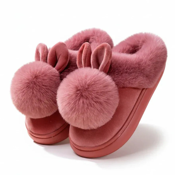 Chaussons Enfants en Peluche avec Oreilles de Lapin Slippers Electro Paris Rose Poudré Talon Ouvert 36 – 37