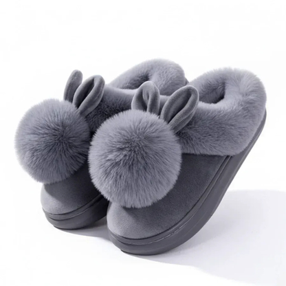 Chaussons Enfants en Peluche avec Oreilles de Lapin Slippers Electro Paris Gris Talon Ouvert 36 – 37