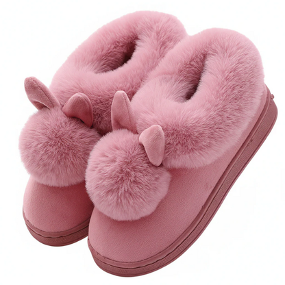 Chaussons Enfants en Peluche avec Oreilles de Lapin Slippers Electro Paris Rose Clair Talon Fermé 36 – 37