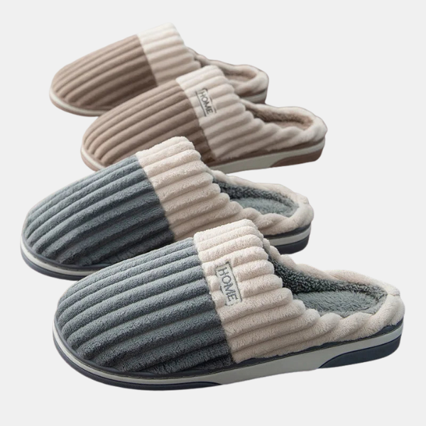 Chaussons Hiver Homme – Rayures Confortables et Douillettes Slippers Electro Paris