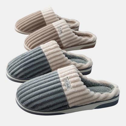 Chaussons Hiver Homme – Rayures Confortables et Douillettes Slippers Electro Paris