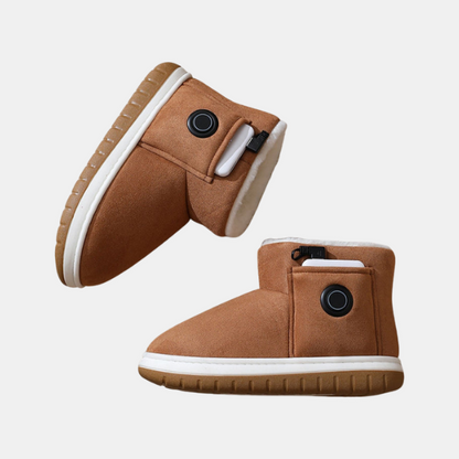 Chaussons Chauffants USB pour Homme et Femme – Pantoufles Douillettes avec Contrôle de Température Chaussures chauffantes Electro Paris Marron 36-37