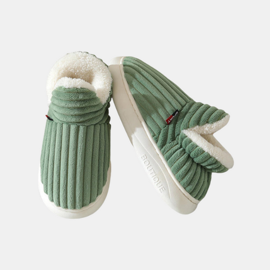 Chaussons Mocassins Douillets pour Femme – Pantoufles de Maison Chaudes avec Semelle Antidérapante Chaussons Electro Paris Vert 36-37