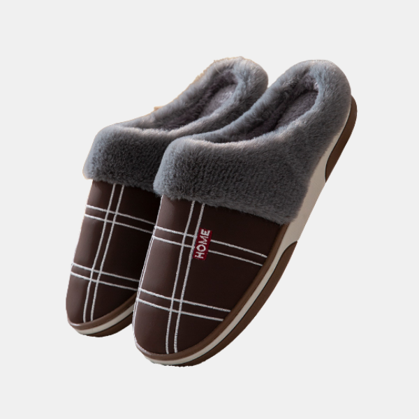 Chaussons Mocassins en Daim pour Hommes – Pantoufles d'Hiver Doublées en Peluche Chaussons pour hommes Electro Paris Marron 38/39