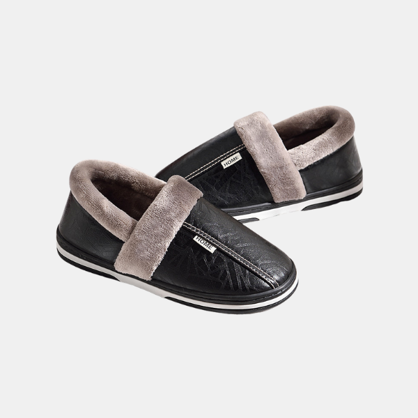 Chaussons Plateforme Doublés en Peluche pour l'Hiver – Chaussures d'Intérieur/Extérieur Imperméables Chaussons Electro Paris Noir 36-37