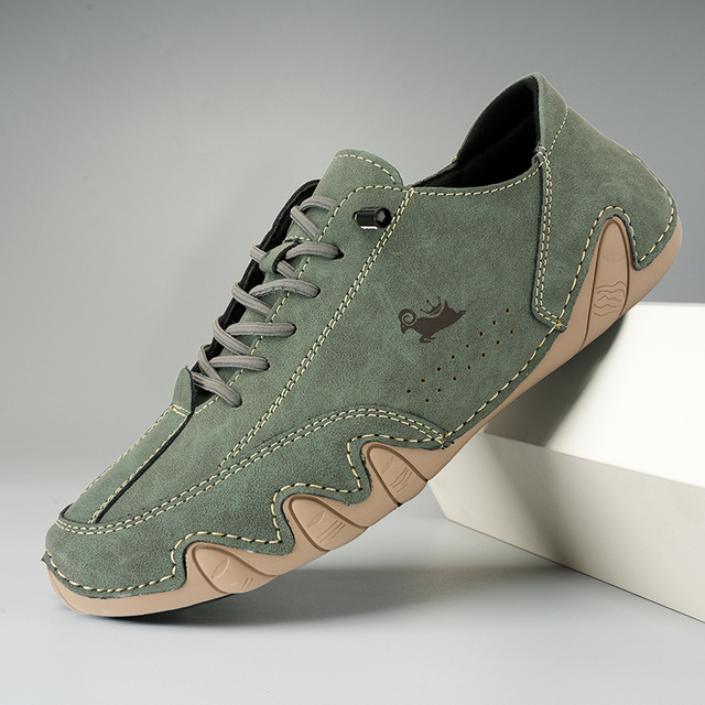 Chaussures Barefoot en Cuir pour la Marche – Chaussures Minimalistes Unisexes à Boîte à Orteils Large Chaussures Electro Paris Vert 36