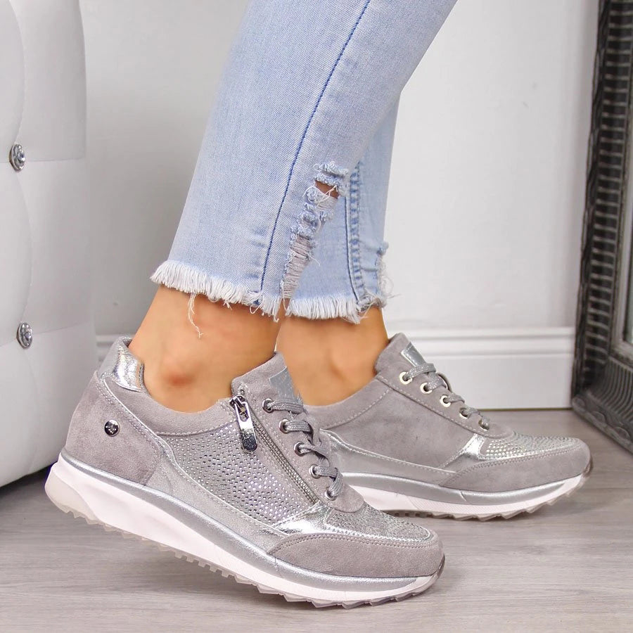 Chaussures de Marche Orthopédiques en Daim pour Femme – Baskets Confortables avec Soutien de Voûte Plantaire Chaussures pour femmes Electro Paris Gris 38