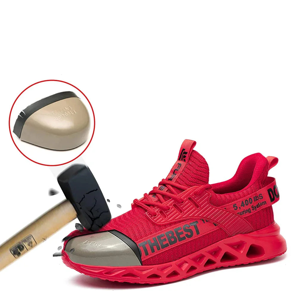 Chaussures De Sport De Sécurité Pour Homme – Légères Avec Nez En Acier Et Semelle En Kevlar Chaussures de sécurité Electro Paris Rouge 35