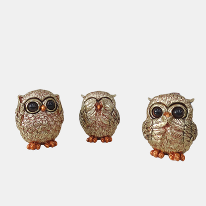 Chouettes en Trio – Figurines Décoratives pour Intérieur Decorations Electro Paris Or