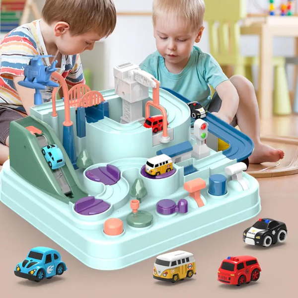 Circuit de Voitures Magnétique Évolutif – Jeu Montessori Interactif et Créatif Electro Paris