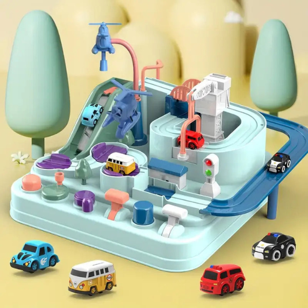 Circuit de Voitures Magnétique Évolutif – Jeu Montessori Interactif et Créatif Electro Paris