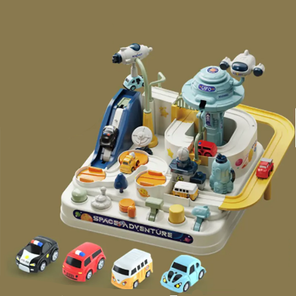 Circuit de Voitures Magnétique Évolutif – Jeu Montessori Interactif et Créatif Electro Paris Ufo 2 voitures