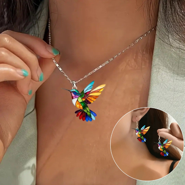 Collier Colibri – Élégance et Raffinement Electro Paris Argent Collier + Boucles d'oreilles