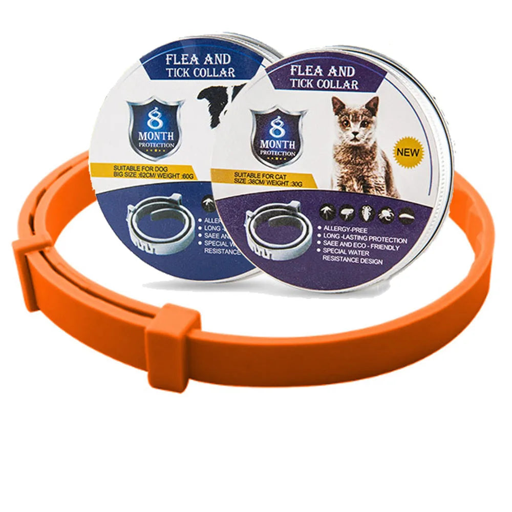 Collier Anti-Puces et Tiques 8 Mois pour Chiens & Chats – Collier Répulsif Étanche et Réglable Contrôle des puces et des tiques Electro Paris Orange Chats (38 cm)