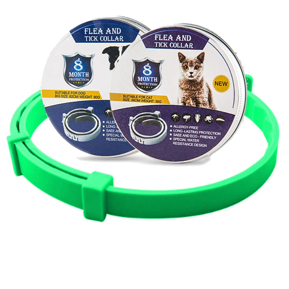 Collier Anti-Puces et Tiques 8 Mois pour Chiens & Chats – Collier Répulsif Étanche et Réglable Contrôle des puces et des tiques Electro Paris Vert Chiens (62 cm)