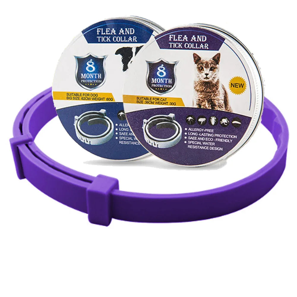 Collier Anti-Puces et Tiques 8 Mois pour Chiens & Chats – Collier Répulsif Étanche et Réglable Contrôle des puces et des tiques Electro Paris Violet Chiens (62 cm)