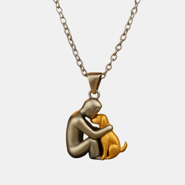 Collier avec Pendentif Étreinte – Symbole d’Amour et de Tendresse Necklaces Electro Paris Chien | Humains | Or