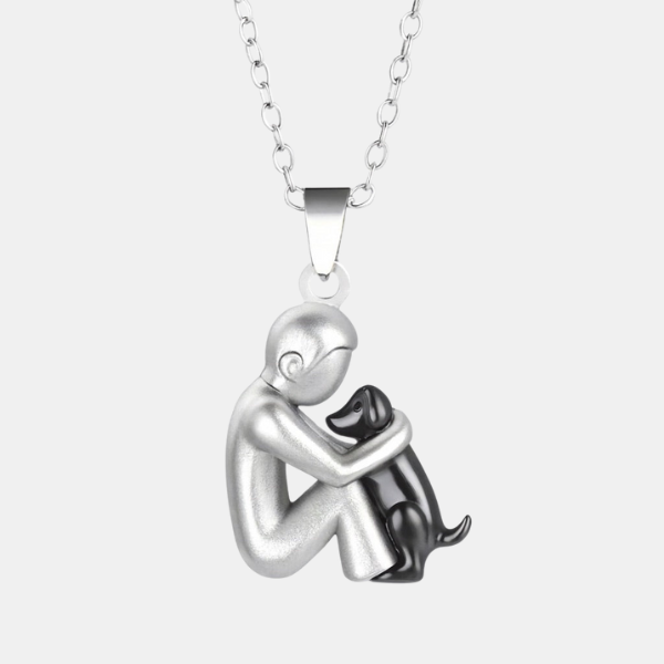 Collier avec Pendentif Étreinte – Symbole d’Amour et de Tendresse Necklaces Electro Paris Chien | Hommes | Noir