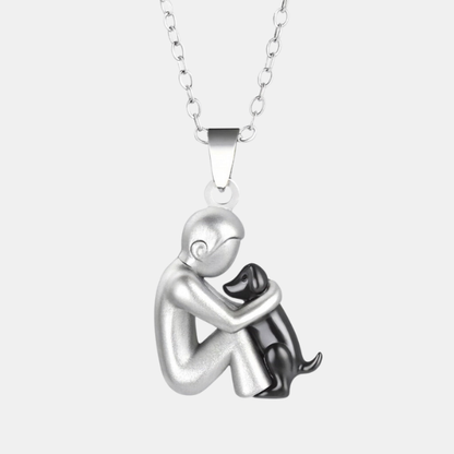 Collier avec Pendentif Étreinte – Symbole d’Amour et de Tendresse Necklaces Electro Paris Chien | Hommes | Noir