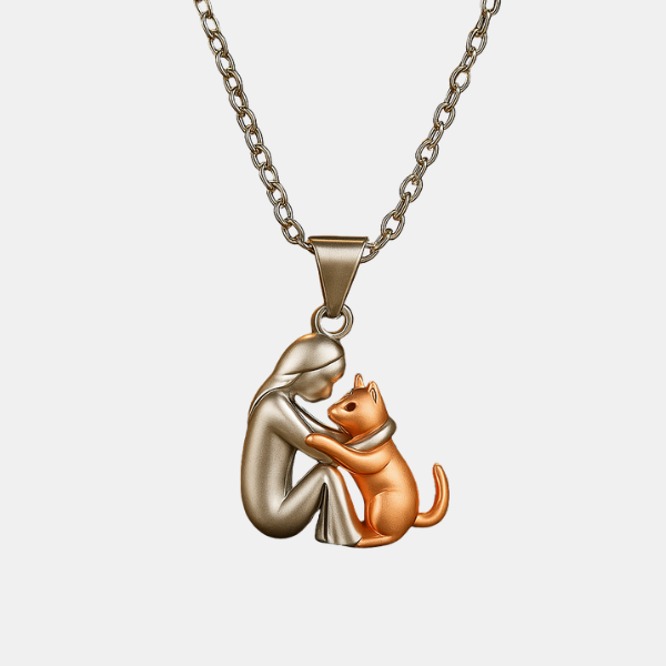Collier avec Pendentif Étreinte – Symbole d’Amour et de Tendresse Necklaces Electro Paris Chat | Femmes | Or Rose