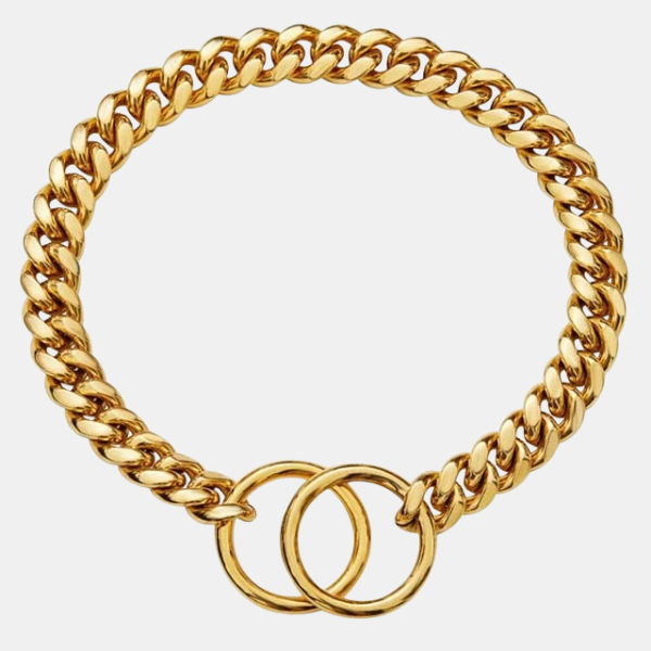 Collier pour Chien en Chaîne d’Acier Inoxydable Electro Paris Or 28 pouces (71 cm)