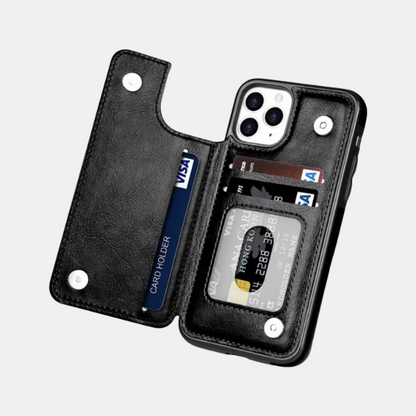 Coque Portefeuille de Luxe pour iPhone & Samsung – Étui de Protection avec Porte-Cartes et Fermoir Magnétique Accessoires de téléphone mobile Electro Paris Noir iPhone 16 Pro Max