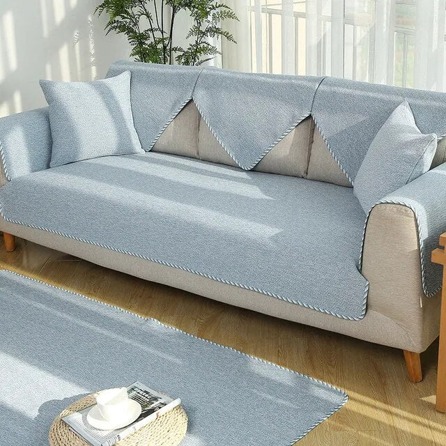 Housse De Canapé Anti-Griffes Luxueuse Et Confortable Pour Protection Et Bien-Être Du Mobilier Sofa Cover Electro Paris Bleu 27x27