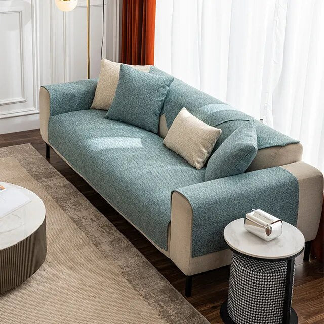 Housse De Canapé Anti-Griffes Luxueuse Et Confortable Pour Protection Et Bien-Être Du Mobilier Sofa Cover Electro Paris Vert sarcelle 27x27