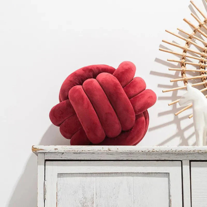 Coussin Confort et Style – Effet Suède Noué Decorative Cushions Electro Paris Nœud Rouge Vin 22cm
