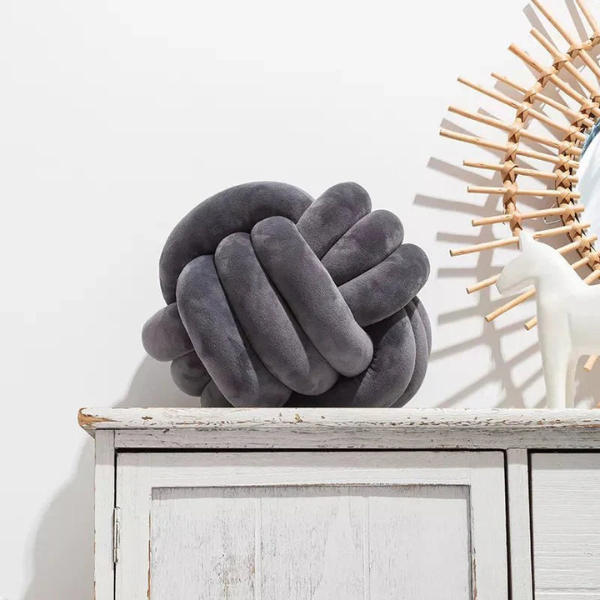 Coussin Confort et Style – Effet Suède Noué Decorative Cushions Electro Paris Nœud Gris Foncé 22cm