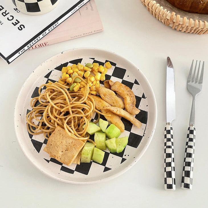 Couverts de Table en Acier Inoxydable Échiquier – Set Élégant pour Repas Couverts Electro Paris