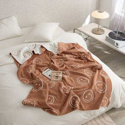 Plaid Visage Souriant – Couverture Douce avec Design Smiley pour Lit et Canapé Literie Electro Paris