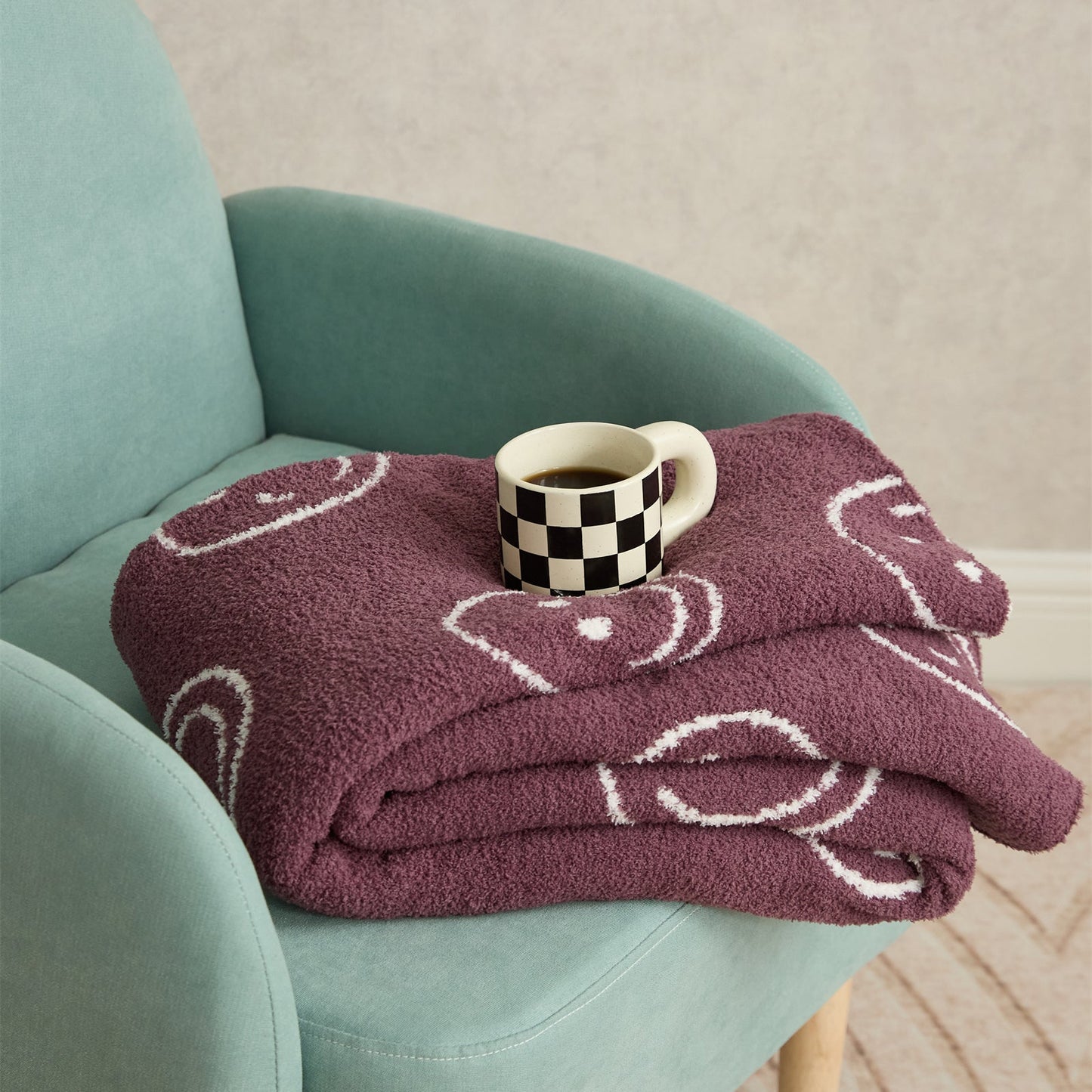 Plaid Visage Souriant – Couverture Douce avec Design Smiley pour Lit et Canapé Literie Electro Paris