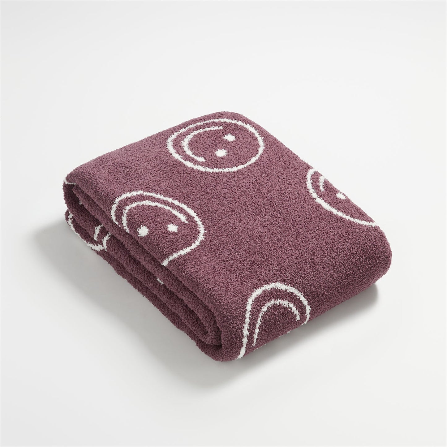 Plaid Visage Souriant – Couverture Douce avec Design Smiley pour Lit et Canapé Literie Electro Paris violet 70x100cm