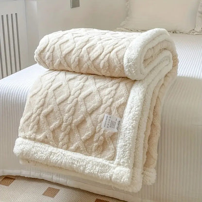 Couverture Polaire Sherpa Réversible Toutes Saisons – Plaid Doux et Confortable pour Lit ou Canapé Couvertures en polaire Electro Paris Crème 100x150cm