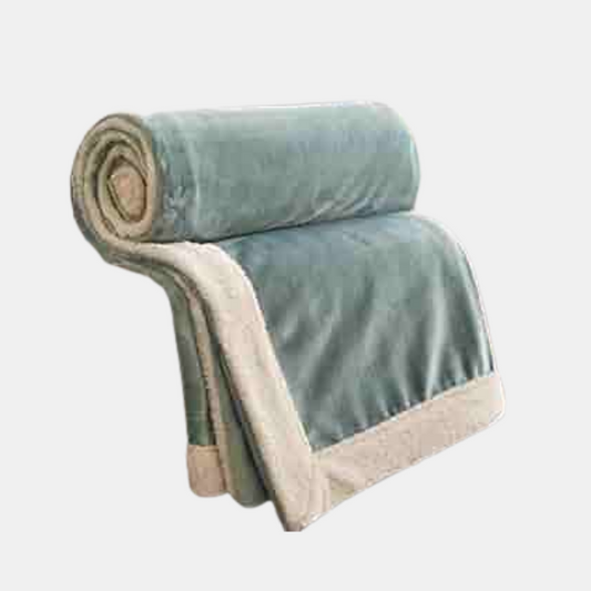 Couverture Polaire Épaisse en Sherpa pour Lit – Plaid d'Hiver Luxueux Double Face Literie Electro Paris Vert 100x150 cm