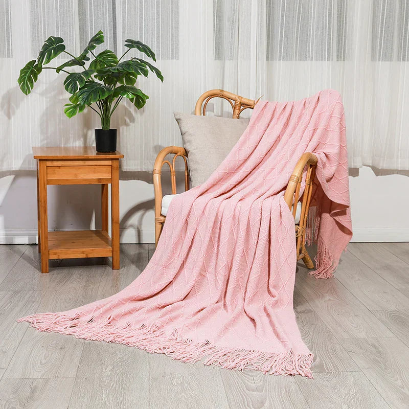 Couverture de Luxe en Peluche pour Lit – Plaid Décoratif Texturé pour Canapé Literie Electro Paris Rose 130cm x 180cm