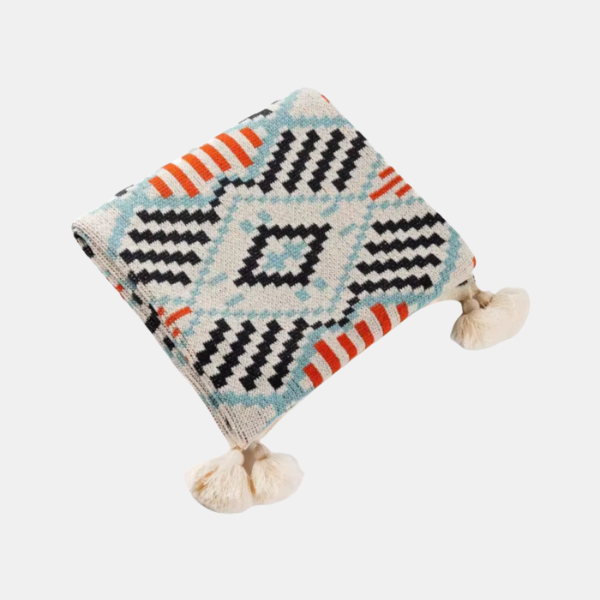 Couverture Tissée Légère pour Salon – Plaid Décoratif à Pompons pour Canapé Couvertures et plaids Electro Paris 80cm x 110cm