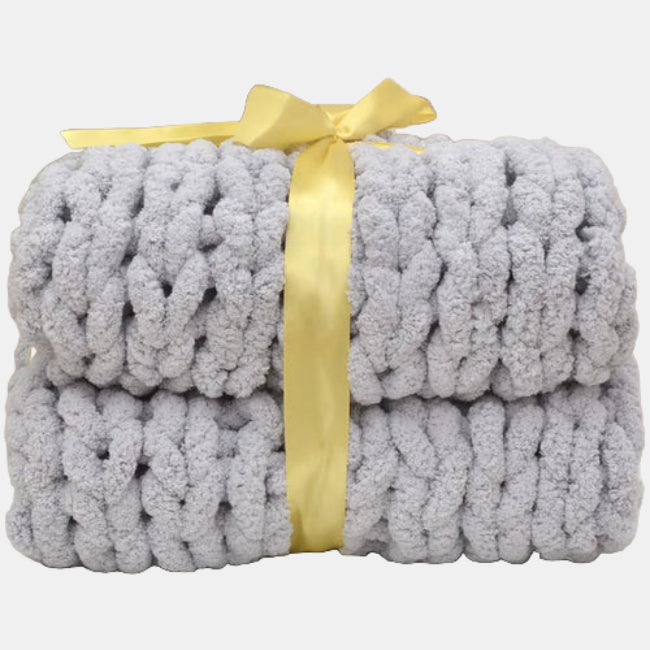 Couverture Tricotée à la Main – Douce et Élégante pour Salon ou Chambre Literie Electro Paris 60x80cm Gris clair